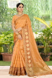 peach organza saree