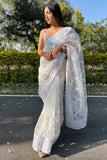 Pearl White Organza Saree