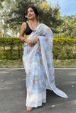 white organza saree