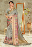 grey organza saree