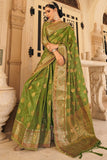 green organza saree