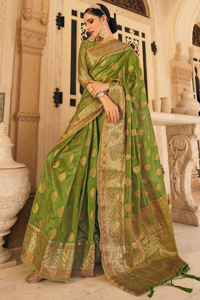 Light Green Organza Saree with Silver Pattu Border - Monastoor- Indian  ethnical dress collections with more than 1500+ fashionable indian  traditional dresses and ethnical jewelleries.