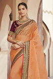 orange organza saree