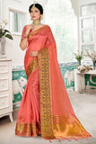 pink organza saree