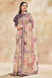 beige organza saree