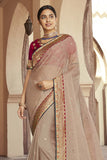 brown organza saree