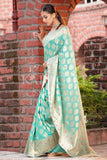 Organza Saree Teal Blue Organza Saree saree online