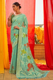 blue organza saree