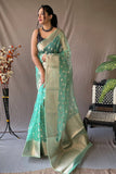 green organza saree