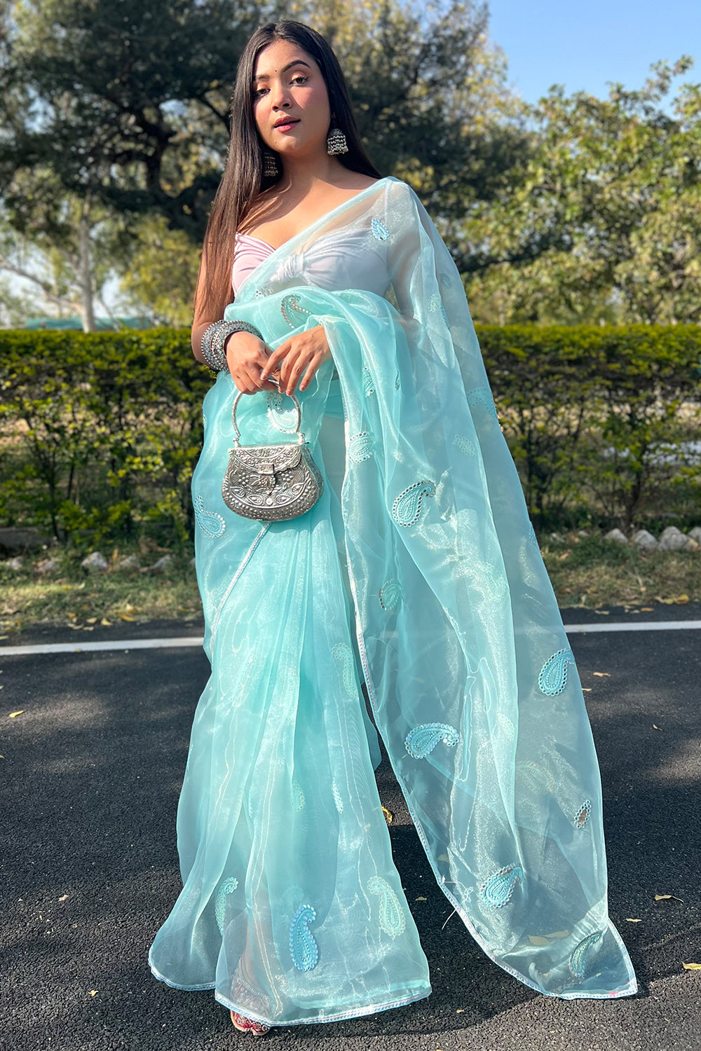 Buy Turquoise Blue Banarasi Saree for Women Online from India's Luxury  Designers 2024