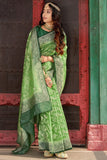 Organza Saree Vivid Green Organza Saree saree online