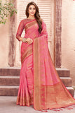 pink organza saree