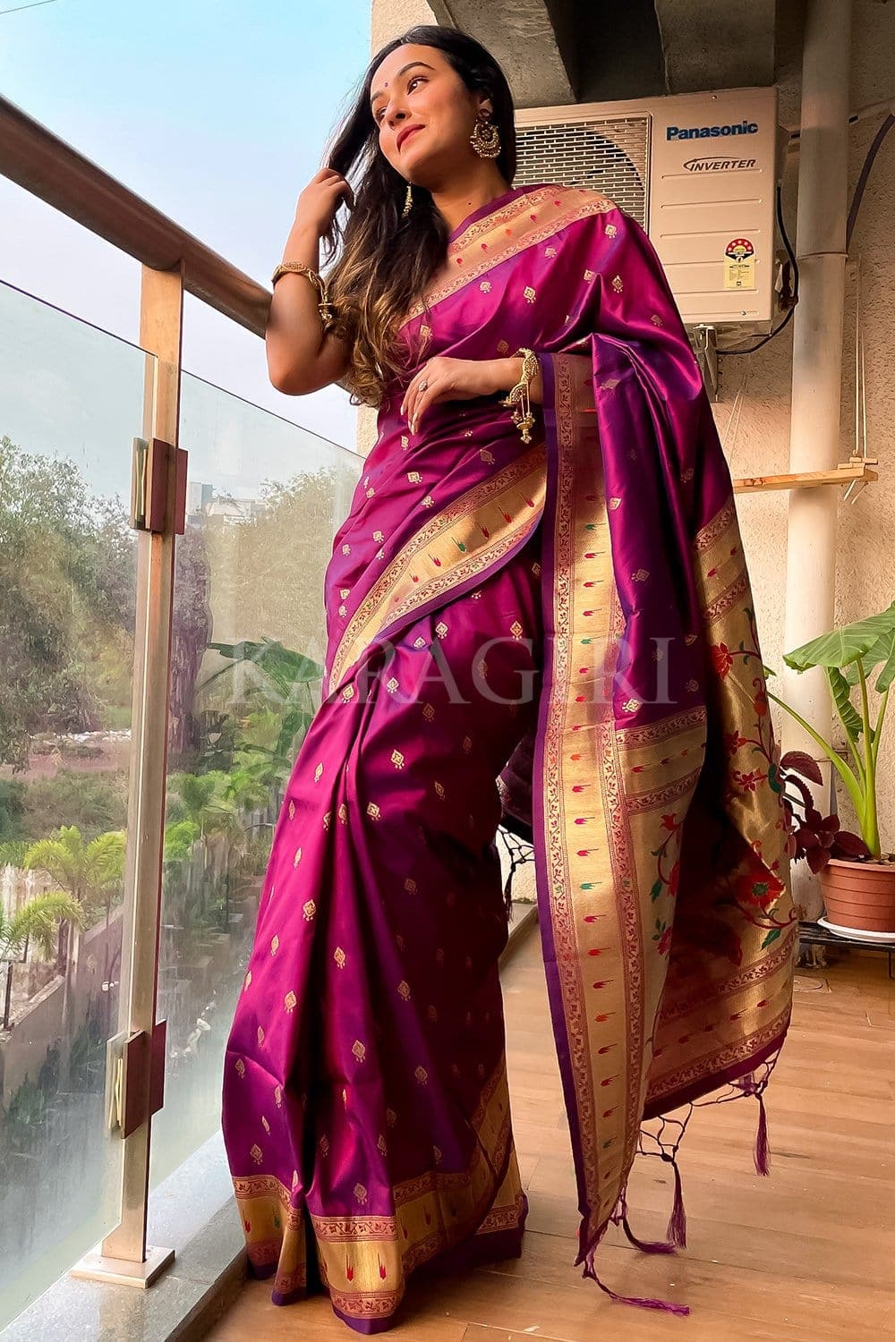 Imaginative Wine Paithani Silk Saree With Magnificat Blouse Piece –  LajreeDesigner