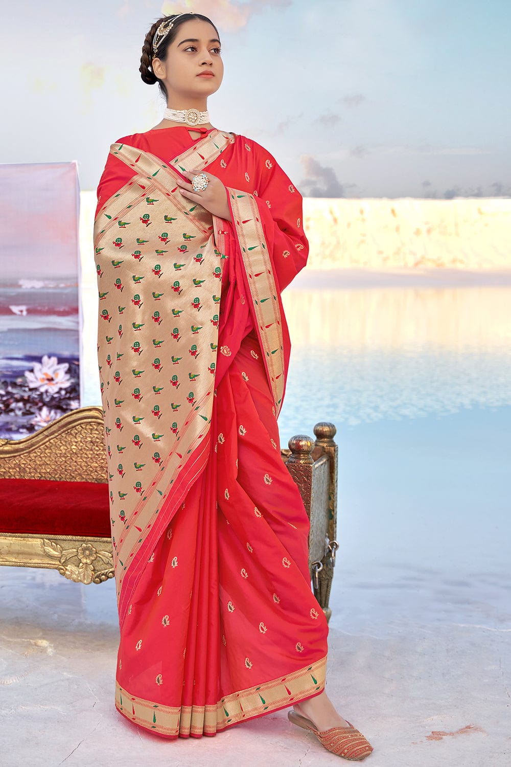 red paithani saree