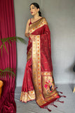 maroon paithani saree