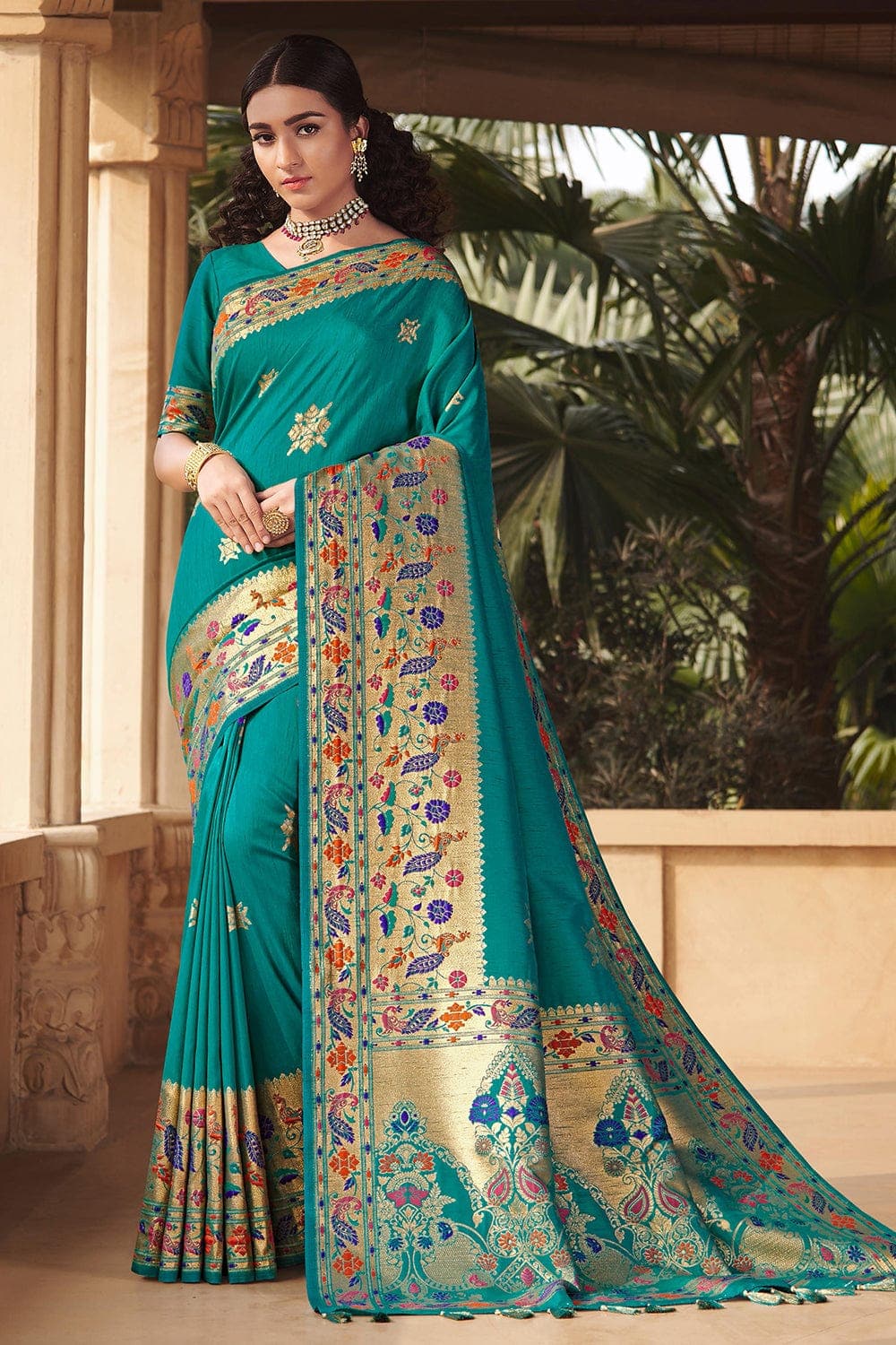 Paithani Saree Cerulean Blue Paithani Saree saree online