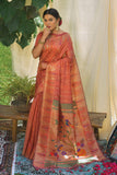 orange paithani saree