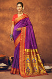 purple paithani saree