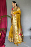 yellow paithani saree