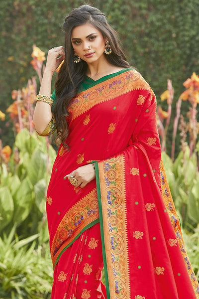 Buy Pure Silk Paithani Saree for Women With Patch Work Border Online in  India - Etsy