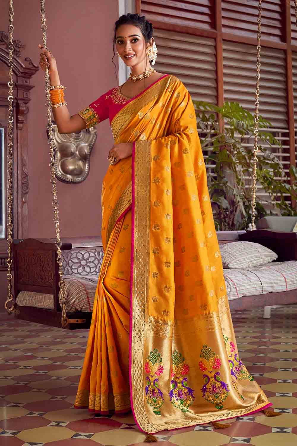 6.3 m (with blouse piece) Pure Silk Paithani Sarees