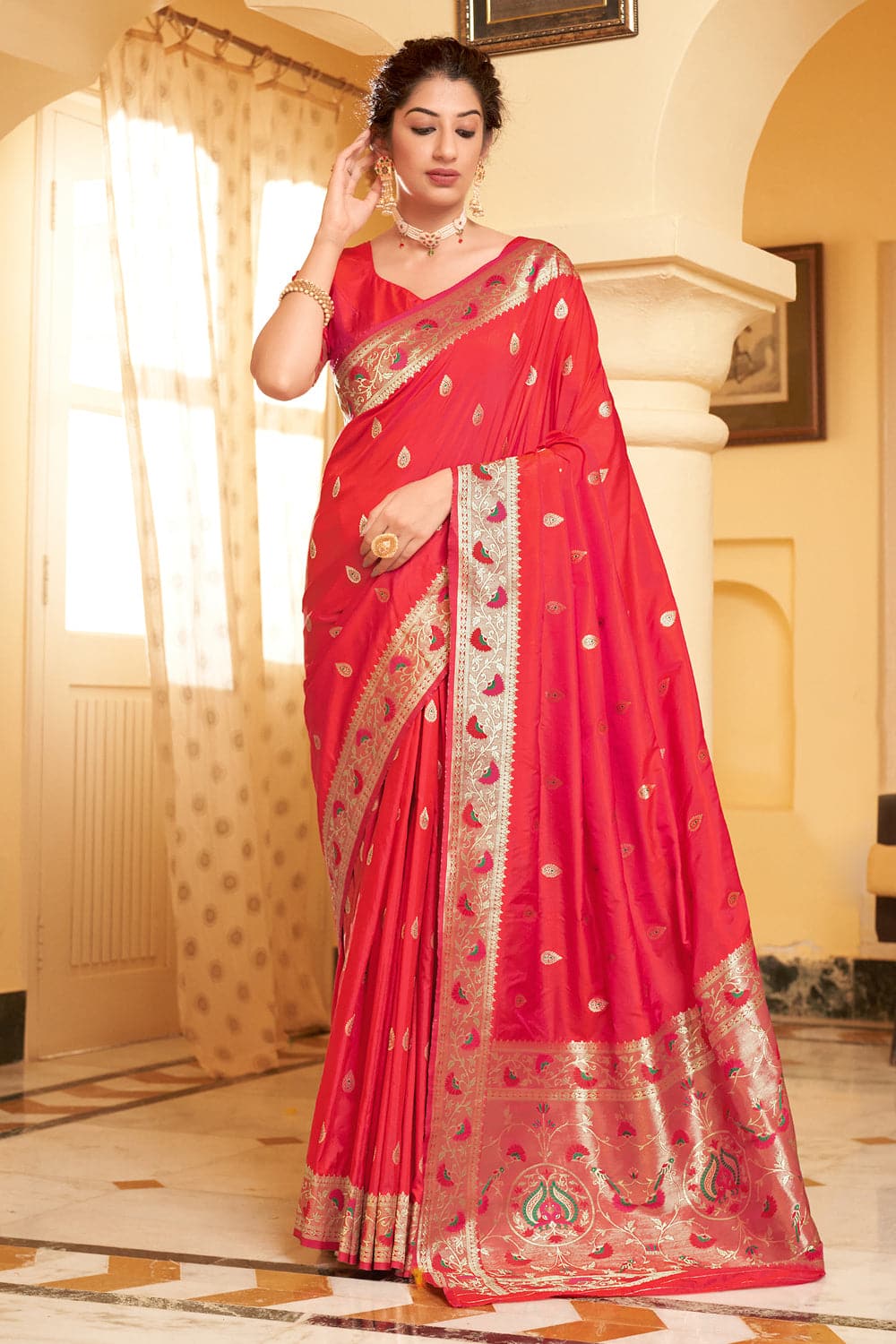 red paithani saree