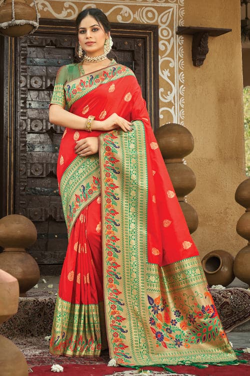 red paithani saree