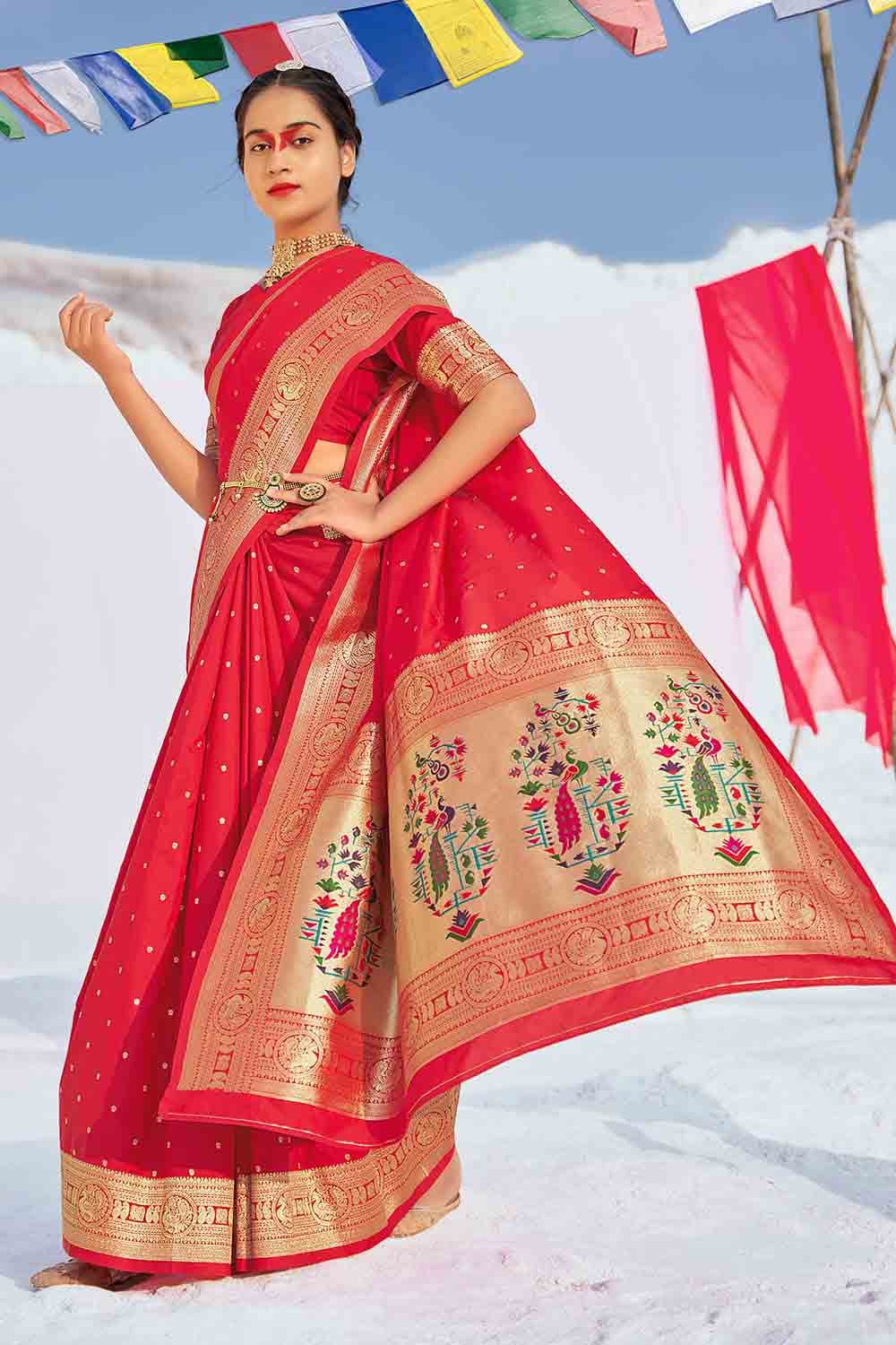 red paithani saree