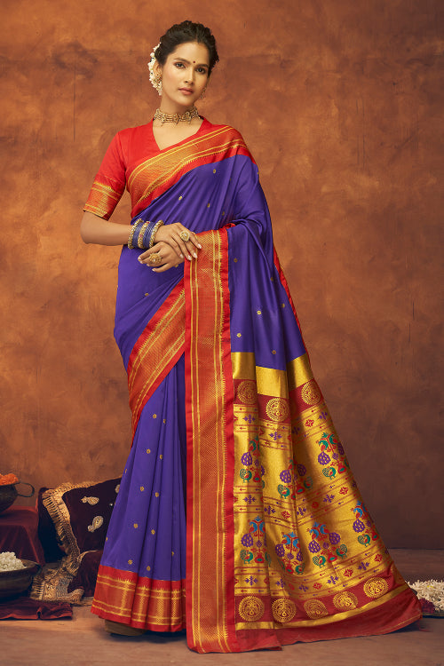 purple paithani saree