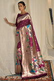 wine purple paithani saree