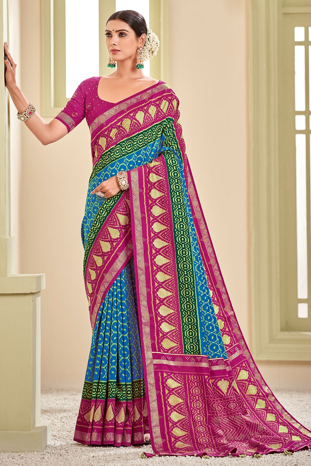 blue patola saree