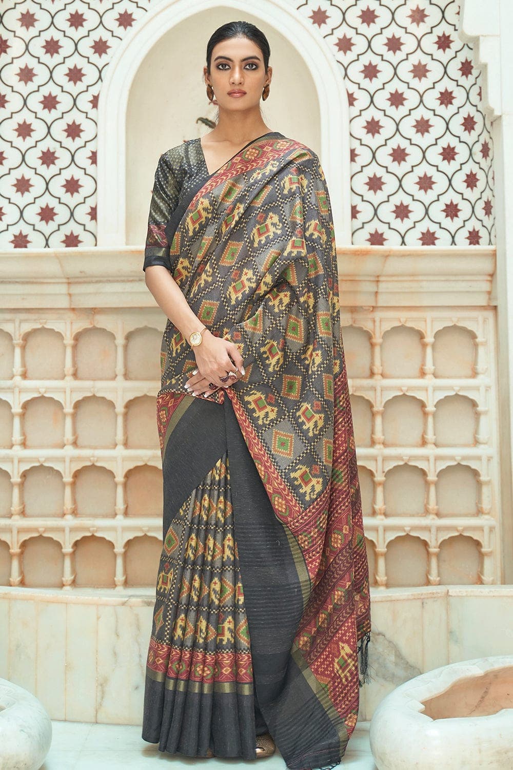 Patola Saree Dark Grey Patola Saree saree online