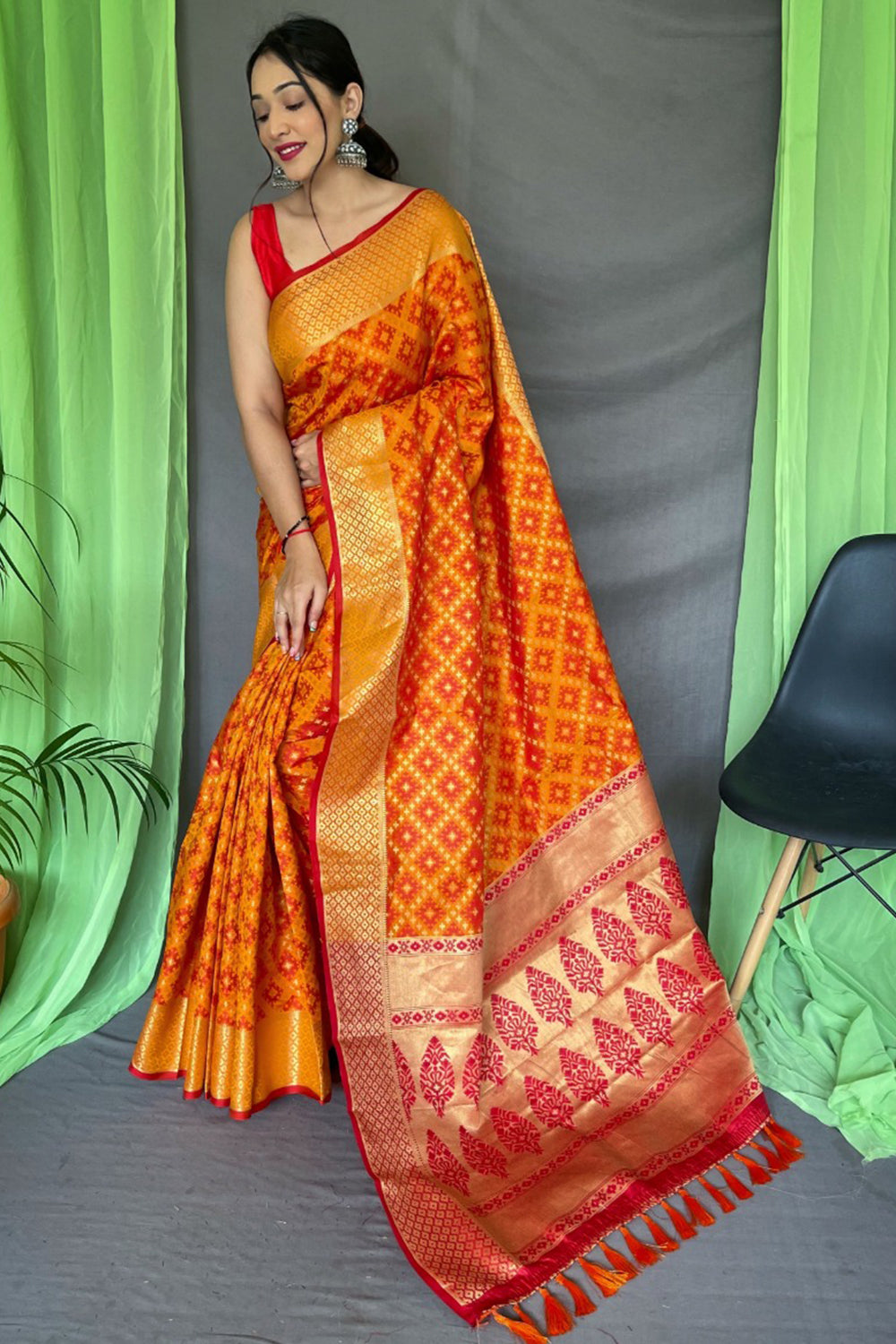 yellow patola saree