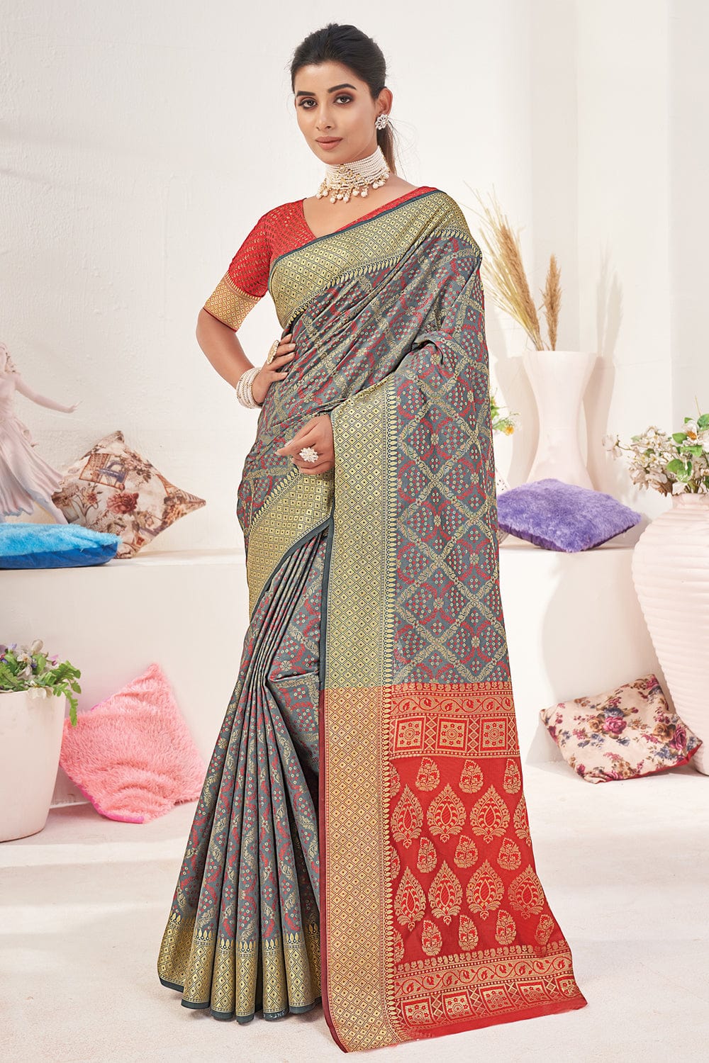 grey patola saree