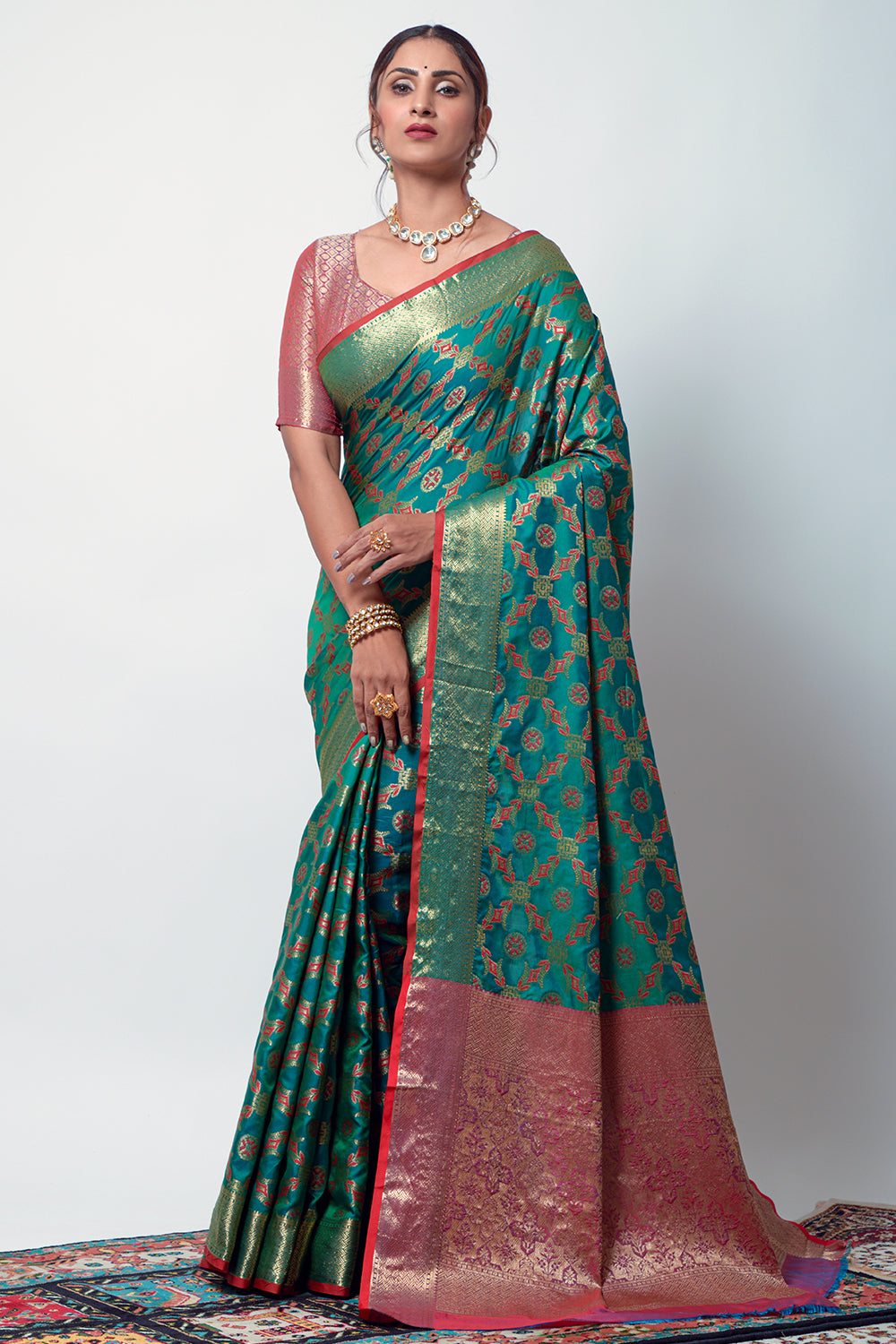 green patola saree