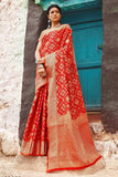 Patola Saree Ravishing Red Woven Patola Saree With Brocade Blouse saree online