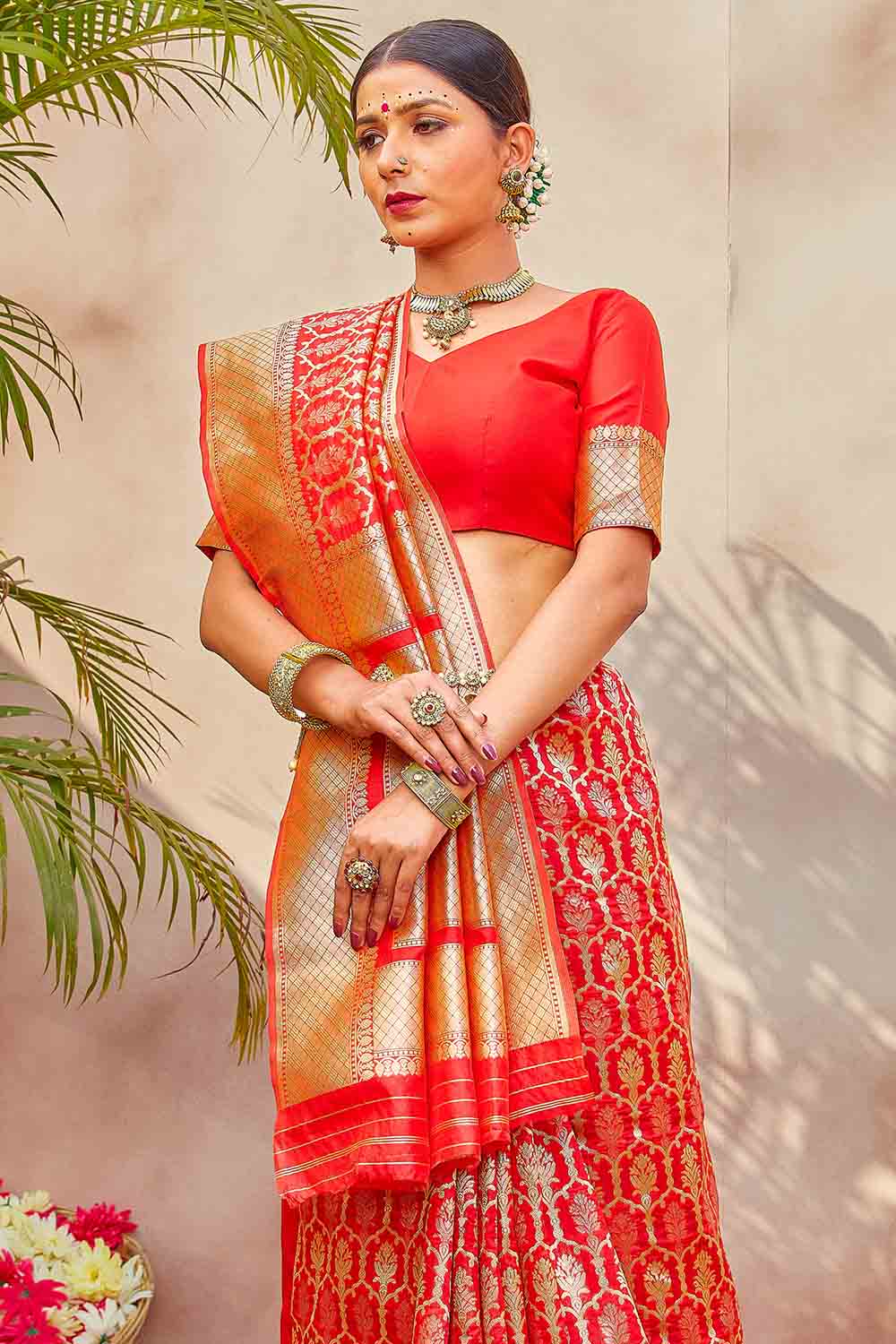 Patola Saree Scarlet Red Zari Woven Patola Saree saree online