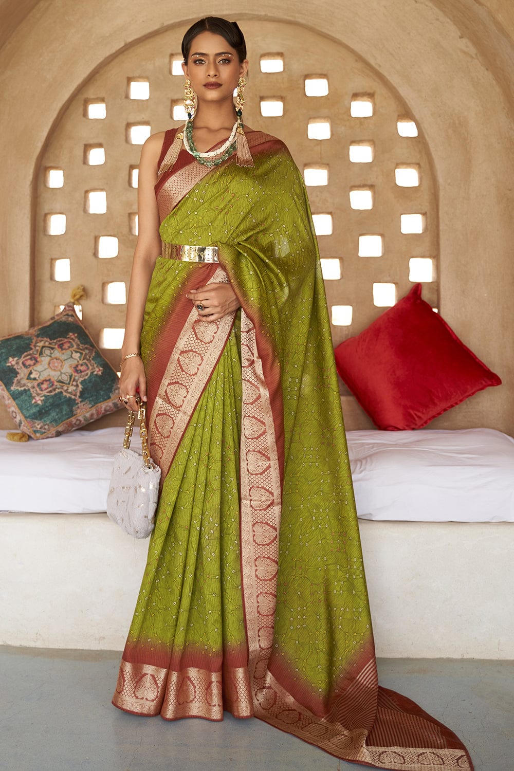 green patola saree