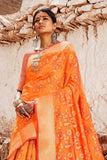 Patola Saree Sparkling Orange Woven Patola Saree With Brocade Blouse saree online