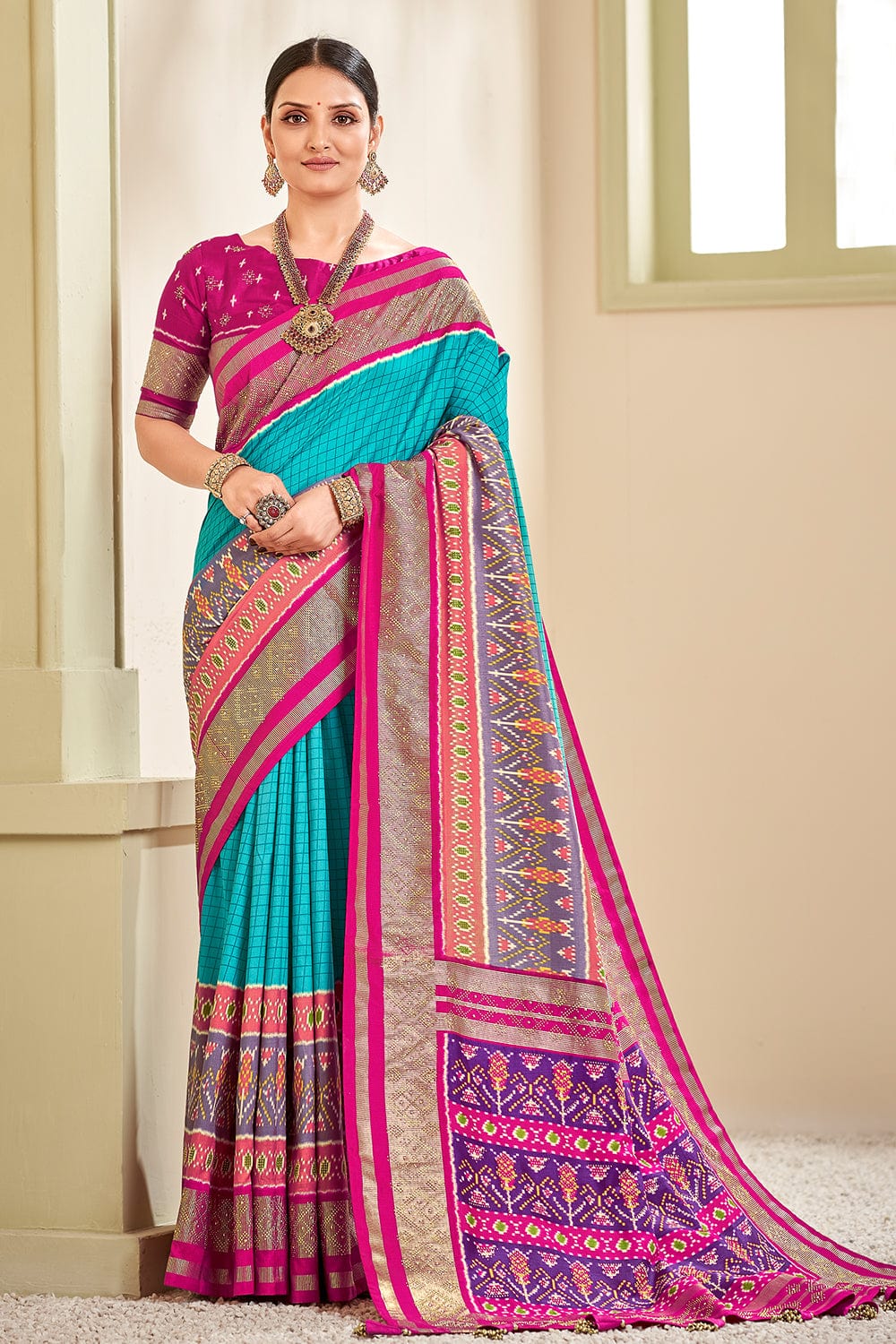 blue patola saree