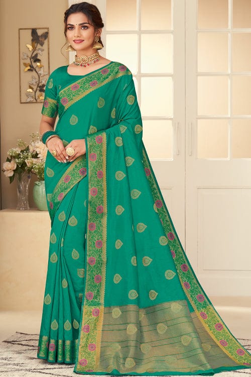 green silk saree