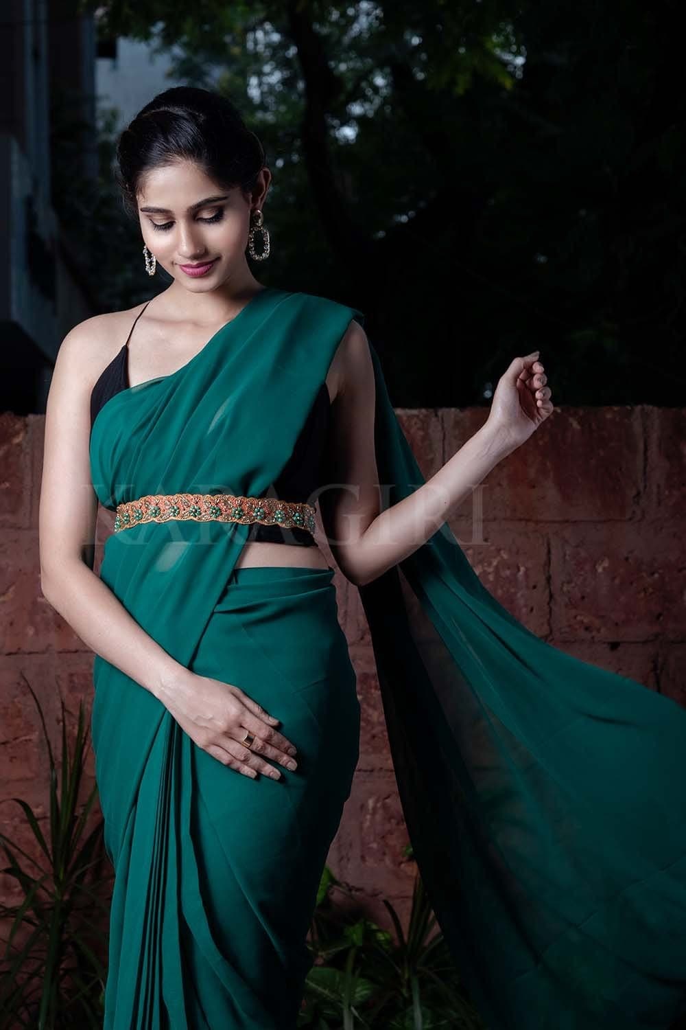 Forest Green Ready To Wear Saree