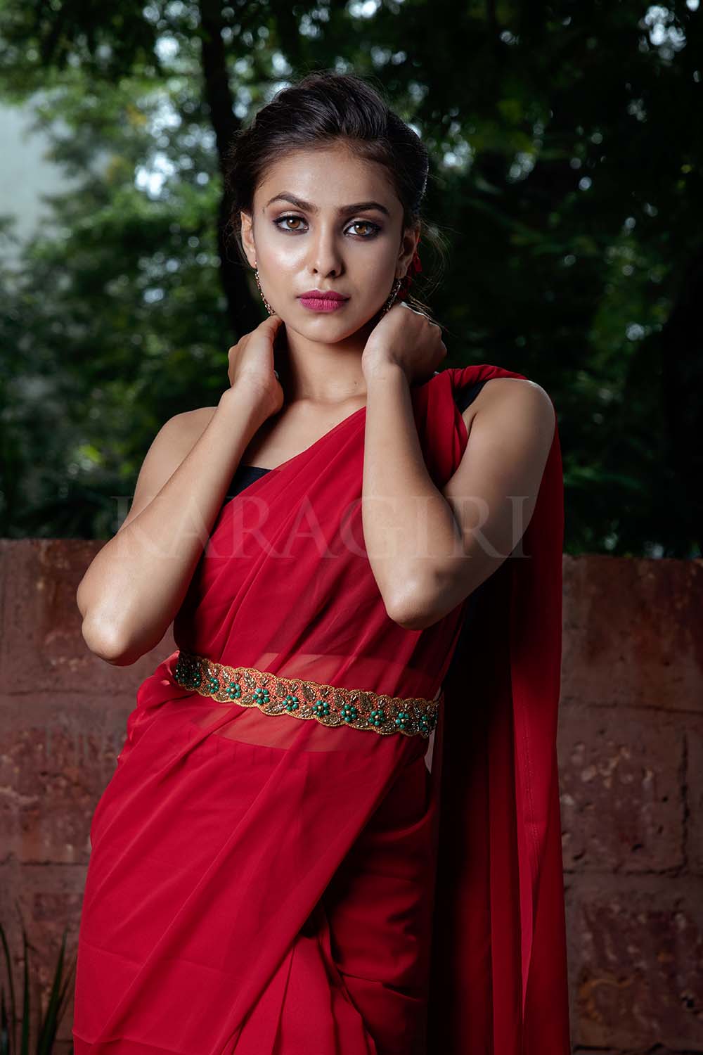Red and Black Color Rangoli Silk Ready to Wear Saree - Rashya Collecti –  YellowFashion.in