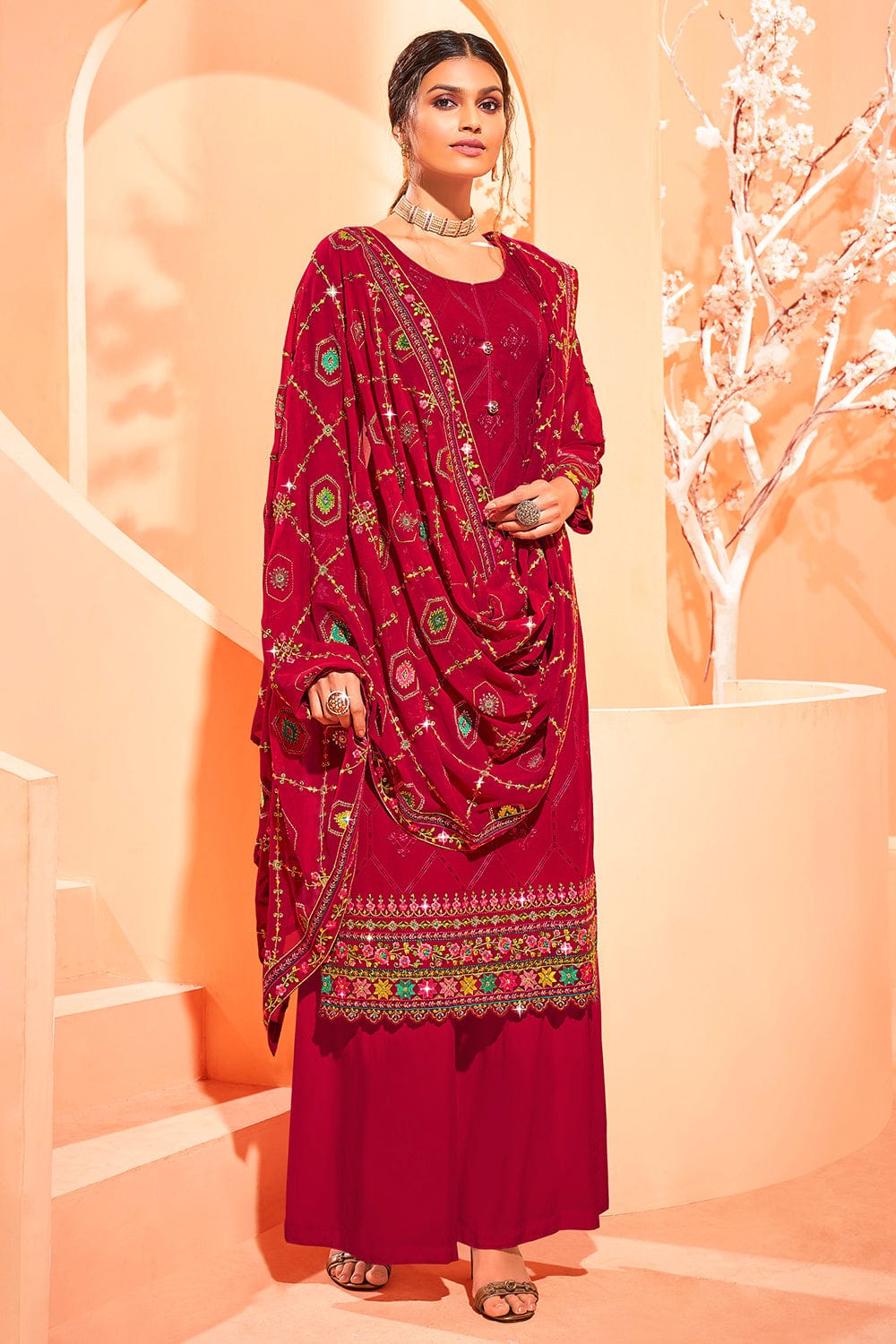 red salwar suit