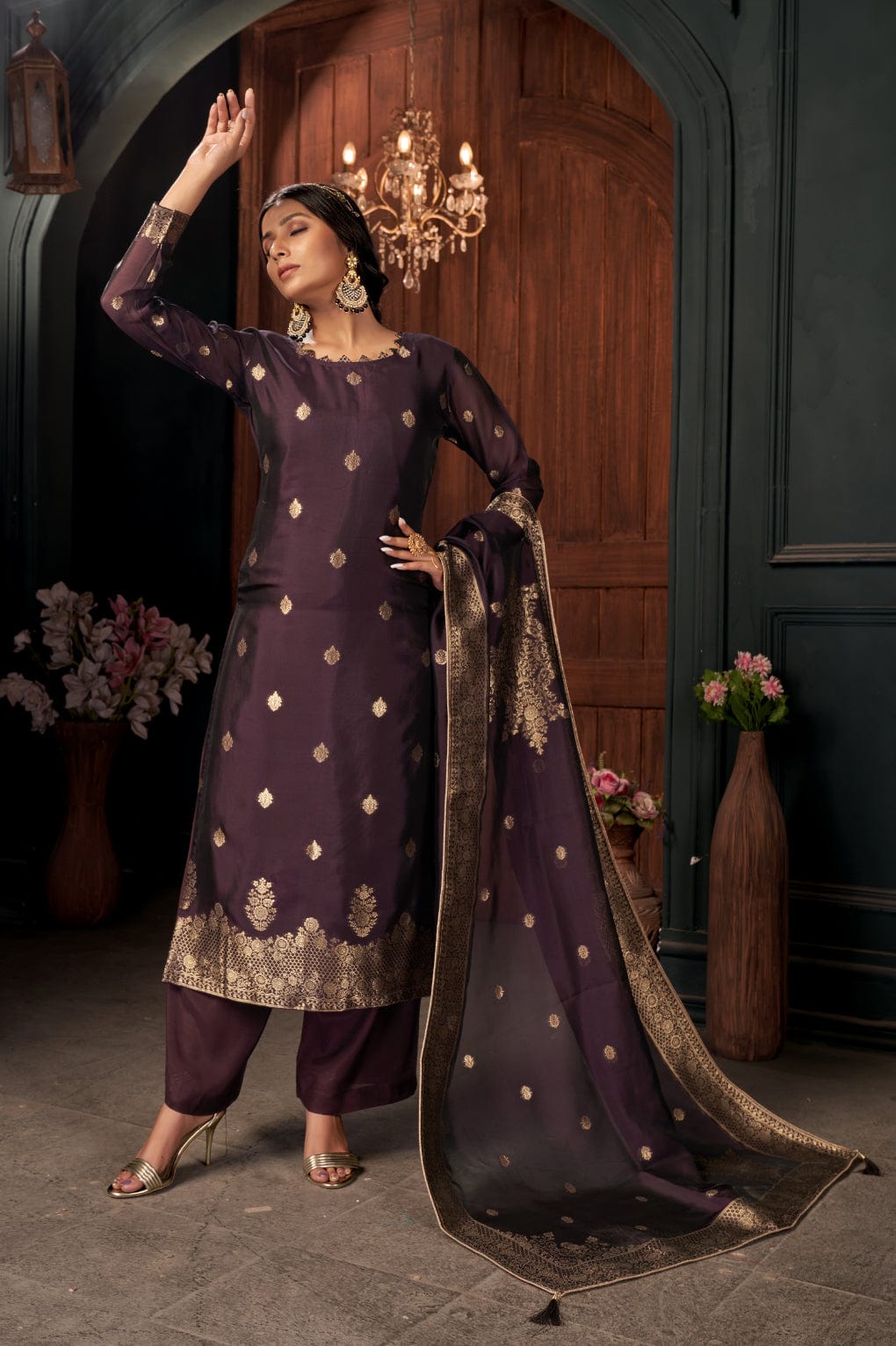 Purple Heavy Designer Resham Thread Work Traditional/Festive Pant Style Suit  - Indian Heavy Anarkali Lehenga Gowns Sharara Sarees Pakistani Dresses in  USA/UK/Canada/UAE - IndiaBoulevard