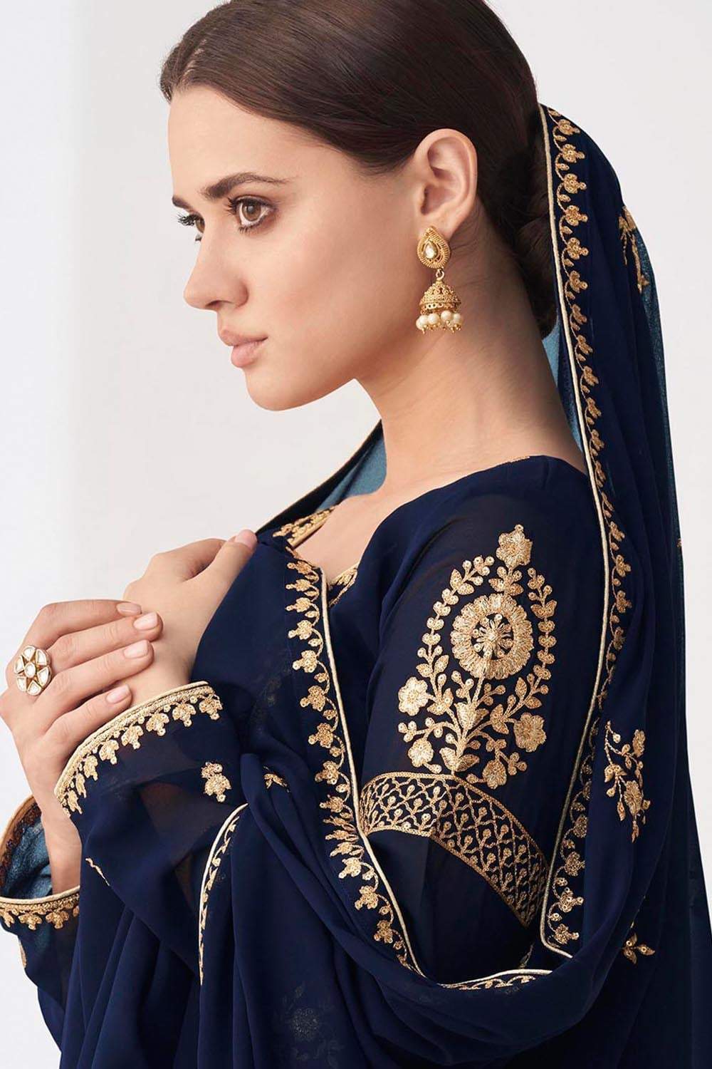 Salwar Suit Denim Blue Unstitched Salwar Suit saree online