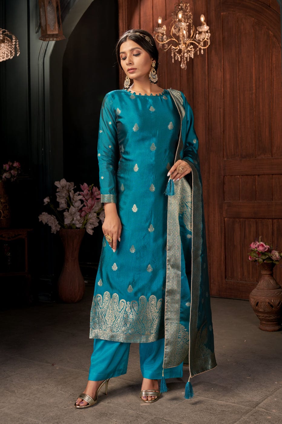 Order Blue Banarasi Saree Online | Sumangal Banaras