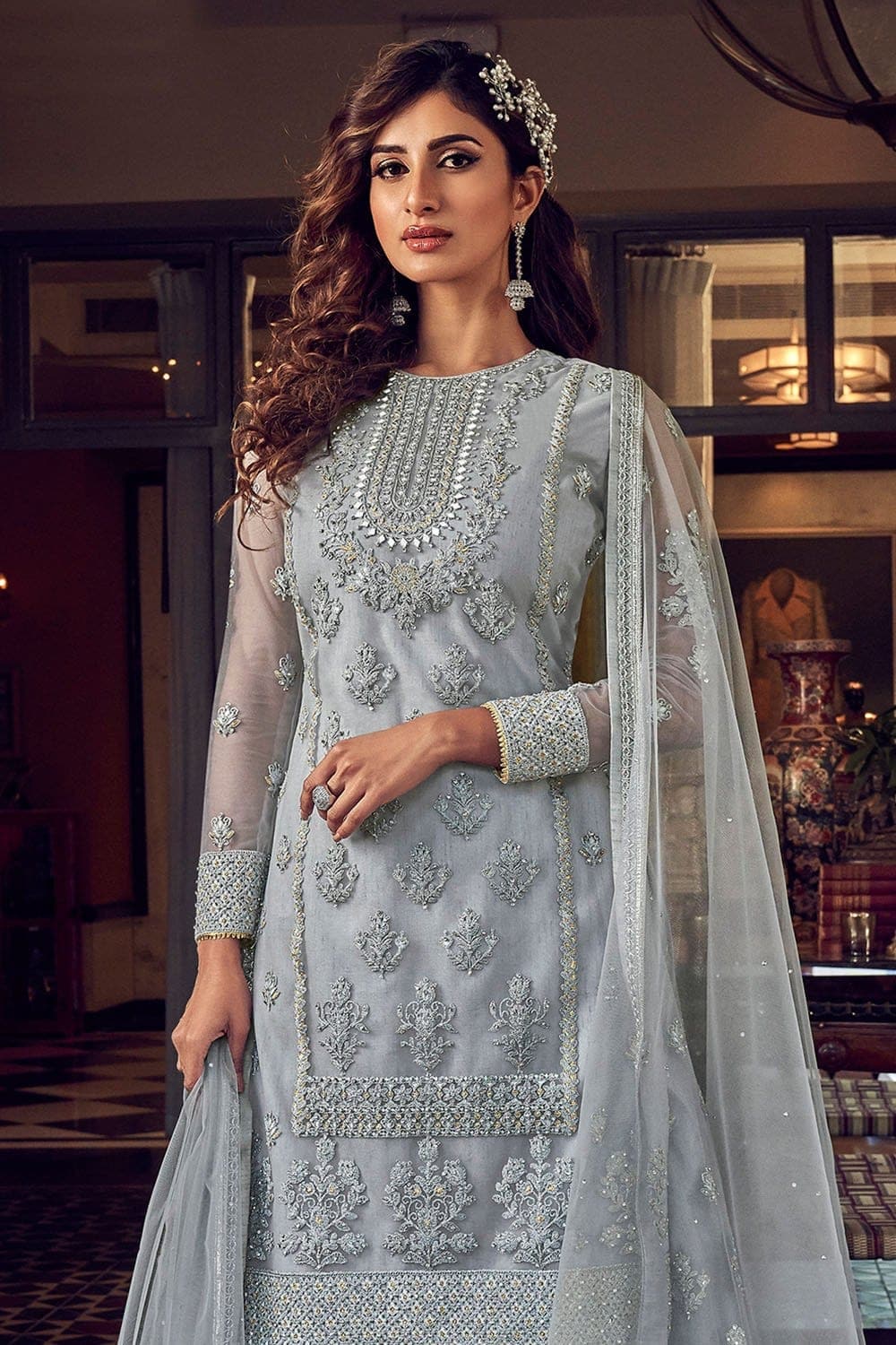 grey sharara suit