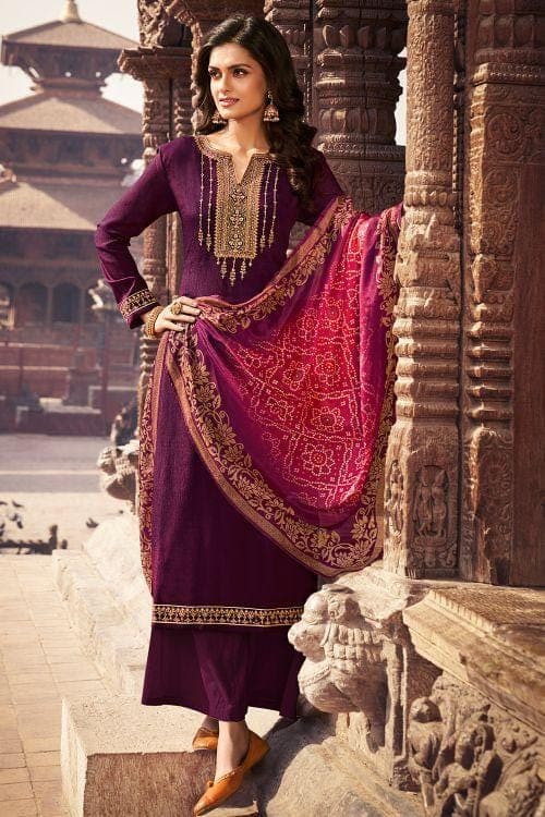 Salwar Suit Mulberry Purple Unstitched Salwar Suit saree online