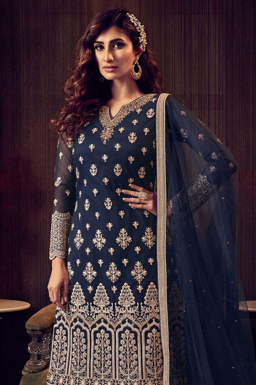 blue designer sharara palazzo